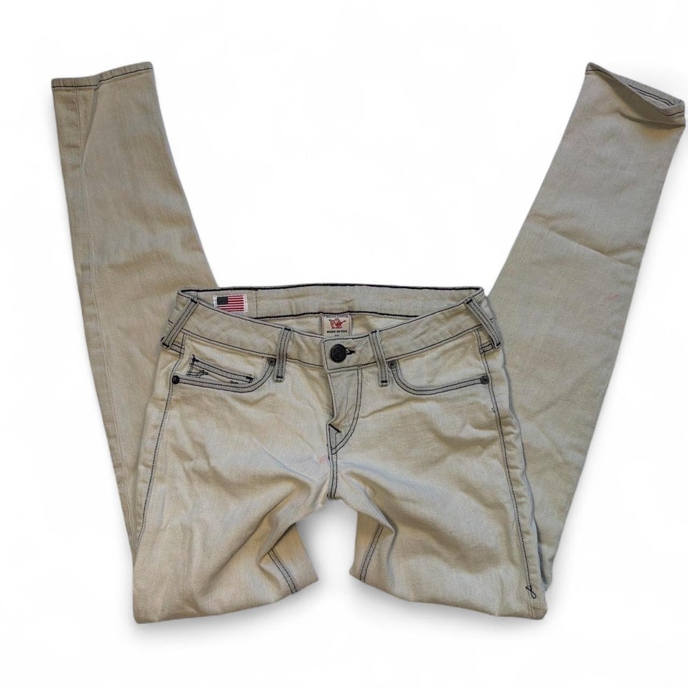 True Religion Grey Low Rise Skinny Jeans Y2K Indie Sleaze USA Size 27